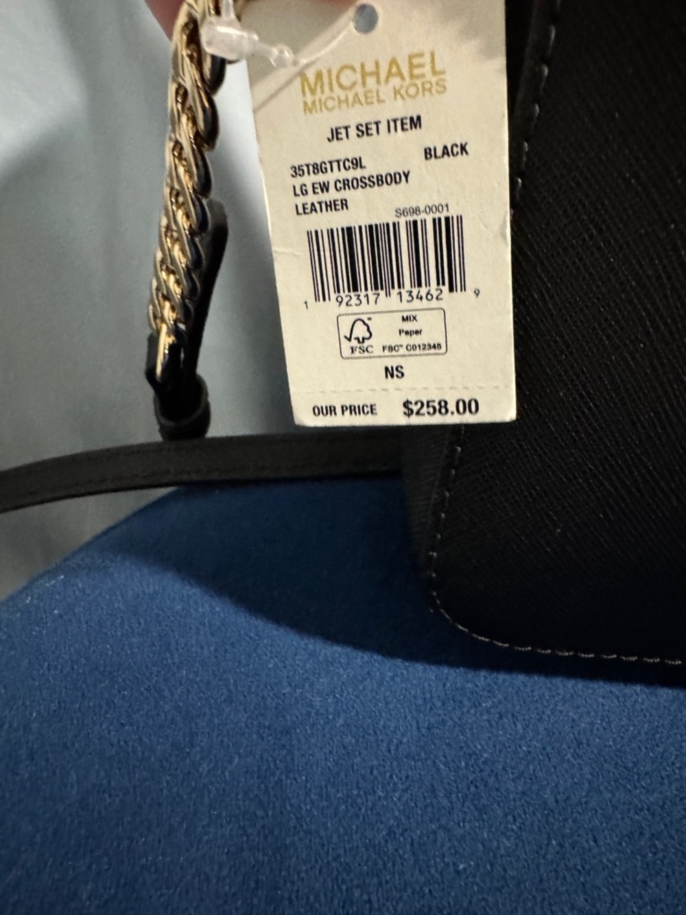 Michael Kors Jet Set Saffiano Leather Large Crossbody Black Structured Gold NWT - Picture 13 of 13